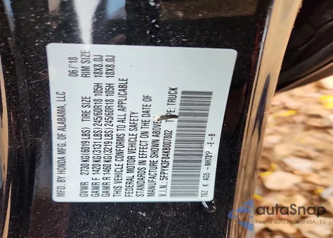 2019 Honda Ridgeline Black Edition z USA, uszkodzony, nr VIN 5FPYK3F84KB007802